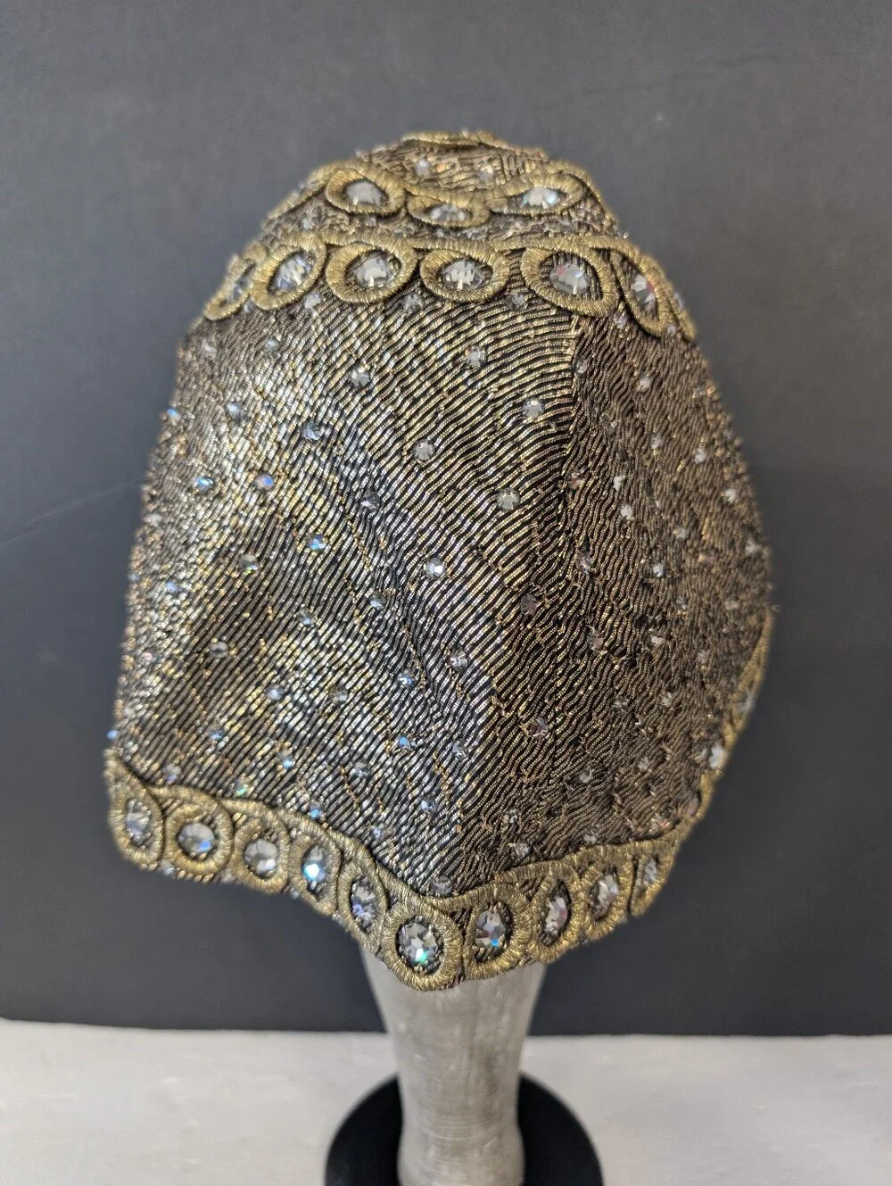 Vintage Adolfo Cloche Hat Incrusted With Rhinestone Sequin Hat - Picture 3 of 9